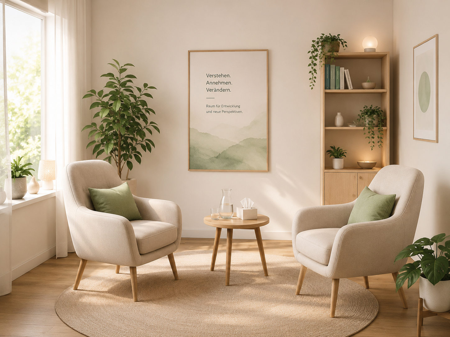 Ruhiger Therapieraum der Praxis Psychotherapie am Graf-Adolf-Platz in Düsseldorf
